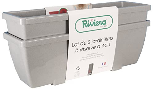 Riviera Jardinière de Eva, 57cm, Stone, Lot de 2