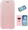 COQUE Étui Wiko View 5 Plus, étui Portefeuille en Cuir avec Fente pour Carte, étui en TPU en Cuir de Fibre de Carbone pour Wiko View 5 Plus-Rose