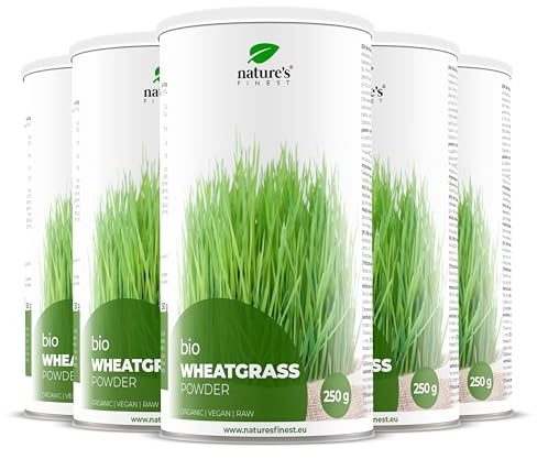 Nature's Finest Polvere Erba di Grano Bio - 100% Biologica Erba di Grano Giovane Naturale - Fonte Ricca di Proteine, Fibre Alimentari e Clorofilla - Qualità Testata