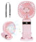 Handheld Fan, 20+Hrs Portable USB Hand Held Fans Rechargeable with 5 Speeds & Power Display, Battery Operated Desk Fan, Small Personal Fan with Base, Hanging Rope, Suit for Home Office Travel (Pink)