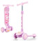 GOPLUS Trottinette Pliable à 3 roulettes pour Enfants, Guidon Réglable 60-83cm,Trottinette Classique avec Pédale Antidérapante, Roues Lumineuses LED pour Garçons Filles 3-5 Ans (Rose Clair)