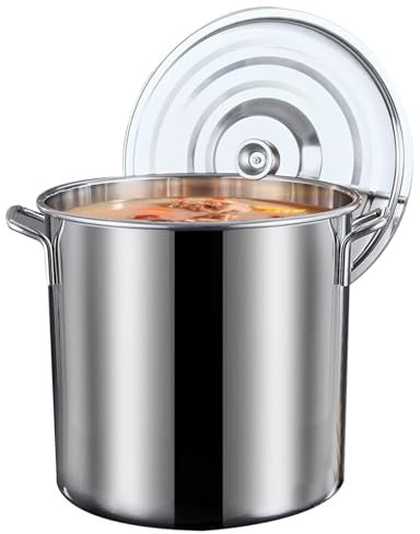 Olla Grande con Tapa Barril de Acero Inoxidable, Placas de Inducción, Cerámica y Halógenas Compatibles con Ollas de Cocina Comerciales para el Hogar,10L