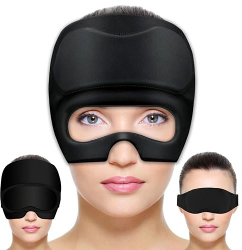 Migraine Relief Cap Headache Cap Migraine,Eye Mask Hat Cold Migraine Cap, Visible Eye Migraine Mask Design Gel Ice Cap 360 Fit
