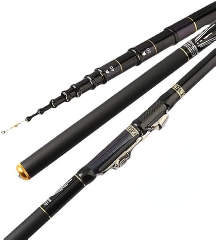 Angelrute Hochkarbonmaterial Ultralight hartes Angelruten Teleskopstange kann in 3 Größen Ozeangestein Fshing Starke Handstange eingestellt Werden Angelruten(Größe:Black_7.2M-6.7M-6.1M)