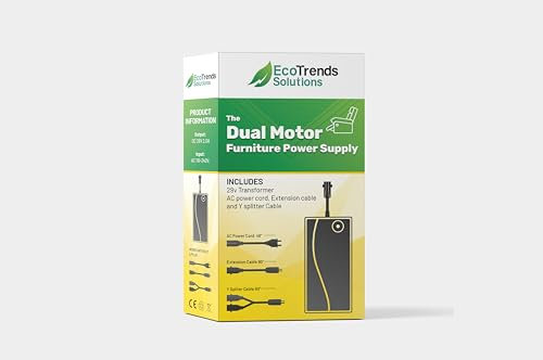 Eco Trends Solutions Fuente de alimentación reclinable de doble motor, transformador de fuente de alimentación de conmutación CA/CC, 2 pines, 29 V, adaptador de 2 A con cable de alimentación de CA