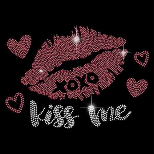 SUPERDANT Lippe Bling Aufkleber Strass Lippe Eisen Auf Strass Transfer Kuss Mich Kristall Wärme Transfer Aufkleber Lippenherz Hotfix Strass Lippenbling Aufkleber Für Mädchen T Shirt Kleidung DIY