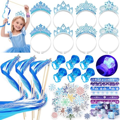 Frozen Mitgebsel Kindergeburtstag Mädchen Elsa Bandstäbe Zauberstab Haarreif Blinkender Ring Schnapparmband Aufkleber Eiskönigin Give Away Mitbringsel Geburtstag Party Kindergeburtstag Gastgeschenk