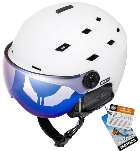Meteor Ski Helmet with Visor & Earmuffs for Men, Women & Kids - Snow Sport Helm - Adjustable & Ventilated Skihelm - Ski & Snowboard Helmets - Snowboarding - Skiing - Impact-Resistant