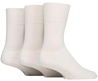 SockShop Gentle Grip Men's Sports Socks - Soft Cotton, Breathable, Cushioned Foot for Comfort, Plain, Black, White, Gentle Cuffs, Soft Top, 3 Pairs Size 6-11