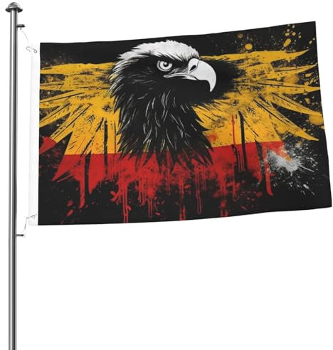Flagge 90 x 60 cm, strapazierfähig, zum Aufhängen, Deutschland-Flagge, Adler, Willkommensflaggen, lichtbeständige Flaggen für den Außenbereich, Gartenflagge mit Messingösen, Hausflaggen, Banner für