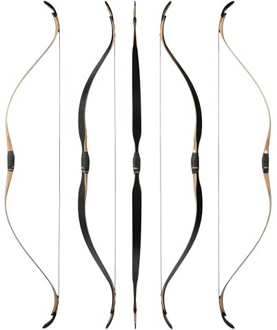 Bogenschießen Traditioneller Bogen und Pfeil Set 55-Zoll-Langbogen-Jagdbogen-Set für Praxis-Match-Schießen 20-45Ibs Links- und Rechtshänder (Nackter Bogen, 40 Ibs)