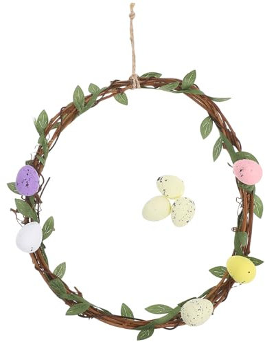 YARNOW Osterrebenkranz Frühlingsdekoration künstliche Dekorationen Rahmen Girlande Ornamente Dekoration Osterhänge Deko Ostereier Dekoration Tür-Osterdeko Küchenschrankkranz Rattan