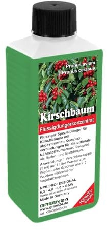 Kirschbaum-Dünger – Süß- und Sauerkirschen NPK Flüssigdünger Prunus avium und Prunus cerasus 250 ml