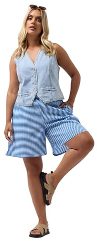 Yours Curve Gingham Textu Shorts - Women's - Plus Size Curve