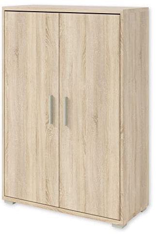 OFFICE LINE Aktenschrank in Eiche Sonoma Optik - Halbhoher Büroschrank mit 2 Türen - Modernes Büromöbel Komplettset - 78 x 114 x 35 cm (B/H/T)