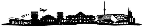 Samunshi® Wandtattoo Stuttgart Skyline Wandaufkleber 120 x 22cm schwarz