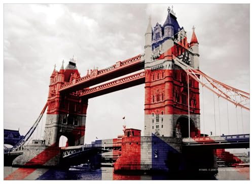 London Union Jack, Tower Bridge Postkarte 15x10 cm