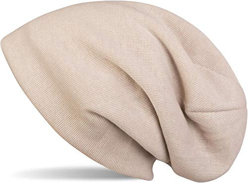 styleBREAKER warme Feinstrick Beanie Mütze mit sehr weichem Fleece Innenfutter, Longbeanie unifarben, Unisex 04024092, Farbe:Beige