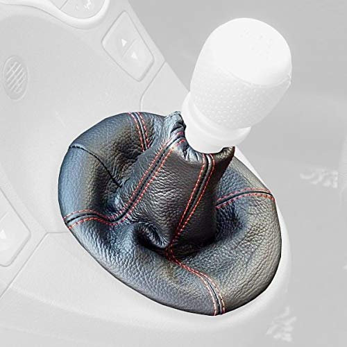 RedlineGoods Schaltsack Manschette kompatibel mit FIAT Panda 2003-08. Maßgeschneidert - Nicht universell. Echtes Top Qualitat Italienisches Alcantara. Schwarz mit Silberem Faden