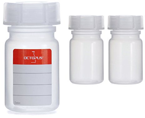 3 x 5 frascos botellas de LDPE con rosca de, química kalien Botella, laboratorio con tapa como recipiente de almacenamiento para laboratorio, cocina o Hobby, transparente, 3x 50 ml