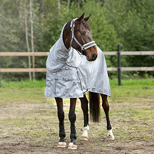 HORZE Nevada Sommerdecke/Fliegendecke für Pferde, leichte Regen-Weidedecke, 600D, Grau, 135