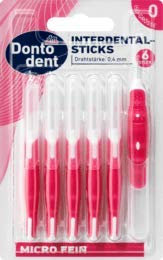 Dontodent Lot de 6 brossettes interdentaires Rose 0,4 mm ISO 0