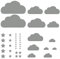 Wolken Sterne Set - 43 teilig - Wolke Wandtattoo Wandaufkleber Sticker Aufkleber Wölkchen Himmel - erhältlich in vielen Farben (Grau)