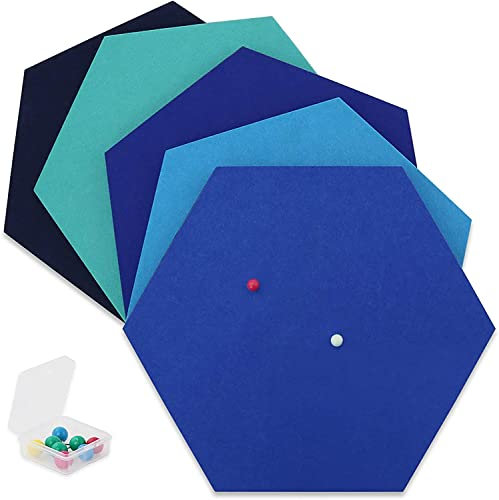 SEG Direct Sechseckig Filztafel in Blau Serie 5-teiliges Set mit Stecknadeln, 30 cm x 26 cm