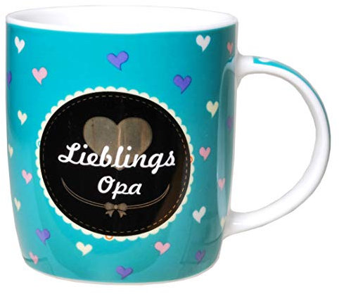 Udo Schmidt Tasse Becher Lieblings-Opa mit goldenem Herz-Dekor Porzellan, 9,5 x 8 cm / 0,3 Liter