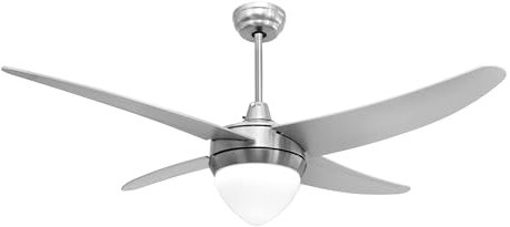 Zephir Ventilatore da Soffitto 4 Pale ø 122 cm con Luce e Telecomando colore Argento ZFR4121S