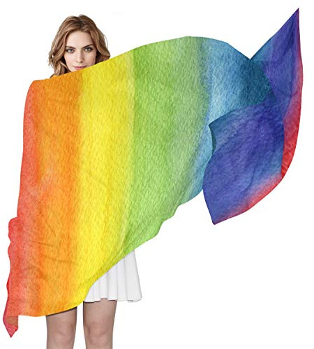 BIGJOKE Regenbogenfarbener Seidenschal für Damen, Mädchen, Herren
