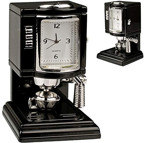 alles-meine.de GmbH kleine - Tischuhr/Miniatur - Uhr - Kaffemaschine - Kaffeeautomat/Küchenmaschine - aus Metall - 6,9 cm - batteriebetrieben - Analog - Batterie - schwarz - ..