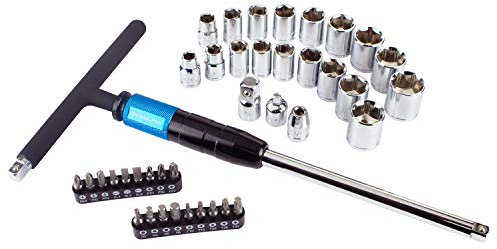 MichaelPro MP009056 40pcs 3/8 Inch Drive 2 Way Quick Swivel T-Handle Wrench Set with Sockets and Hex Bits, Adapters, T Bar Socket Wrench Set in Standard and Metric Sizes