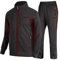 donhobo Herren Jogginganzug Trainingsanzug Sportanzug Fußball Sporthose Hoodie Hose für Gym Warm Tracksuit (02Dunkelgrau rot, L)