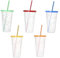 TSLBW Color Changing Cups 5 Pcs Colored Acrylic Cups Reusable Tumblers with Lids and Straws Plastic Bulk Christmas Iced Plastic Cold Water Tumblers Iced Coffee Cups for Adults Kids