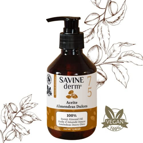 SAVINE DERM Olio di mandorle dolci 100% puro – Anti-smagliature Gravidanza – Idratante per il corpo e il viso – Pelle morbida ed elastica – 250 ml – Naturale e Vegano