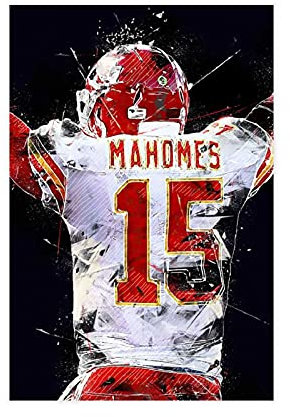 Star Sports Poster Patrick Mahomes 1 Leinwandposter Wandkunst Dekor Druck Bild Gemälde für Wohnzimmer Schlafzimmer Dekoration 30 x 45 cm