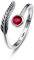Geburtsstein Damen Verstellbarer Ring 925 Sterling silber Feder ring Birthstone Schmuck Geburtstag Geschenk für Frauen Mädchen (H-garnet)