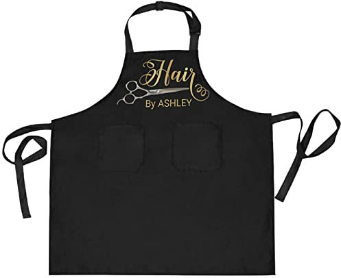 CHIFIGNO Individuelle schicke Schürze, Unisex, goldfarben, für Friseure, Friseure, personalisierbar, Geschenk, Custom 7, Einheitsgröße