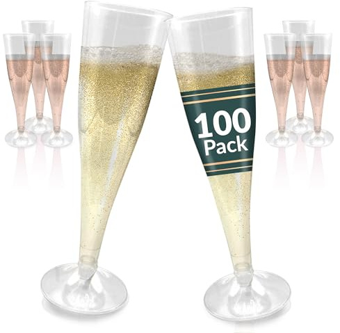 Reli. Champagne Flutes Plastic | 100 Pack | 4.5 oz - Clear | Premium Flutes
