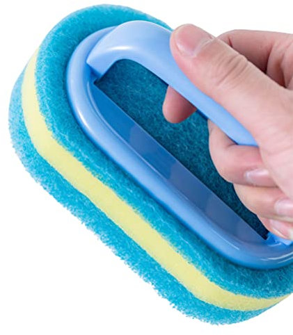 BSTCAR 2 Stück Putzschwamm mit Griff, Schwamm Bürste Reinigungsschwamm Küche Badewanne Bad WC Wand Boden Fliesenmöbel Teppich Waschbecken