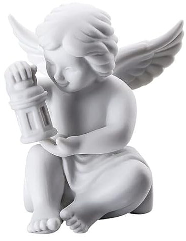 Rosenthal Engel mit Laterne aus weißem Biskuit-Porzellan, Weihnachts-Deko, festliche Dekoration, Kleine Engelfiguren, 6,2 x 6,2 cm, Elegante Festtagsdekoration, Engelfigur, Weihnachts-Sammlerstück