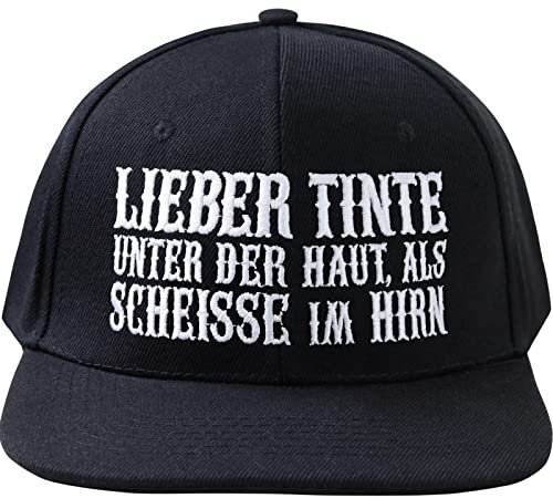 EXPRESS-STICKEREI Lustige Kappe Mit Spruch Lieber Tinte Unter der Haut als Scheisse im Hirn - Verstellbare Urban Basecap - Schildkappe - Baseball Snapback - Einheitsgröße