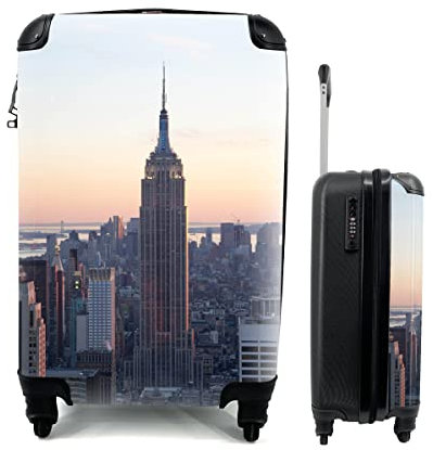 MuchoWow© Koffer Handgepäck Trolley Rollkoffer Kleine Reisekoffer mit 4 Rollen - USA - New York - Gebäude - Cabin Size < 55x40x23 & 55x40x20 cm - Fotokoffer - Kabinenkoffer - Boardgepäck
