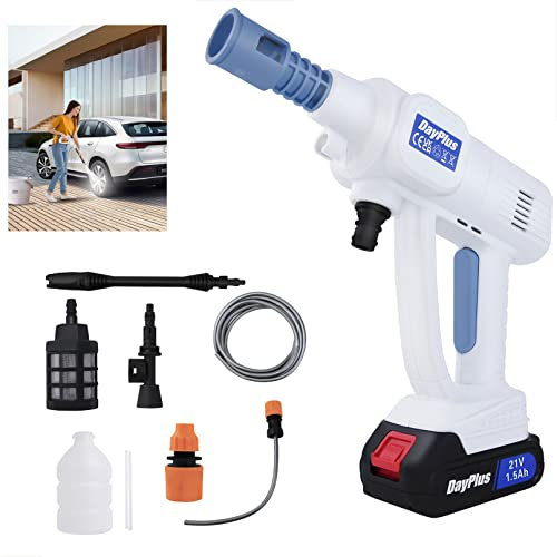 Idropulitrice A Batteria, Idropulitrice Elettrica Portatile con 2 x 21V 1.3Ah Batteria, 25 Bar, 180L/h, per Irrigazione, Autolavaggio, Ppulizia