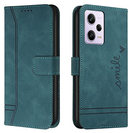 Trugox Handyhülle für Xiaomi Redmi Note 12 Pro 5G Hülle Klappbar Klapphülle mit Kartenfach Handytasche Handy Schutzhülle Tasche Leder Wallet Flip Case Slim Book Cover - Blaugrün
