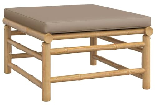 vidaXL Gartenhocker, Sitzhocker mit Taupe Kissen, Modular Hocker für Garten Terrasse Balkon, Fußhocker Fußschemel Gartenmöbel, Bambus