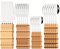 NEPIAN Manico in bambù Naturale Stoviglie in Argento 24 Pezzi Set di Posate da Cucina Occidentale in Acciaio Inossidabile Set di Posate Cucchiaio forchetta Leisurely (Color : Bamboo-Brown Silver)