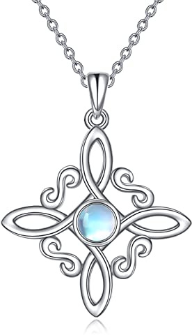 Hexen-Knoten-Halskette aus 925 Sterlingsilber Hexen-Halskette mit magischem Knoten, heidnischer Hexenanhänger, keltisches Kreuz, Schmuck für Frauen, Mädchen, Geschenke (Hexen-Knoten-Halskette 3)