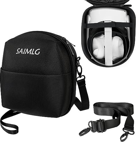 VR Tragetasche für Oculus Quest 2 – harte Tragetasche für Kopfband mit Akku und VR-Spielzubehör und Touch-Treiber, Rucksack-Design für Oculus und Meta, Schwarz, Mininum Size